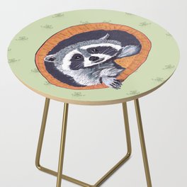 Peeking Raccoons #1 - Green Pallet Side Table