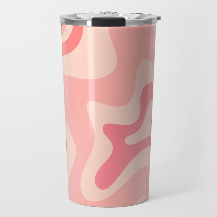 Retro Liquid Swirl Abstract in Soft Pink Travel Mug