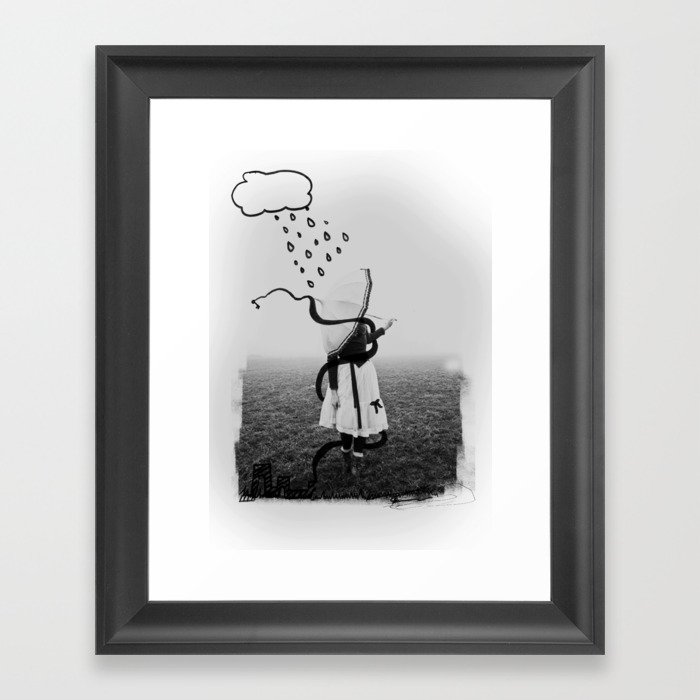 Holding Umbrella Framed Art Print