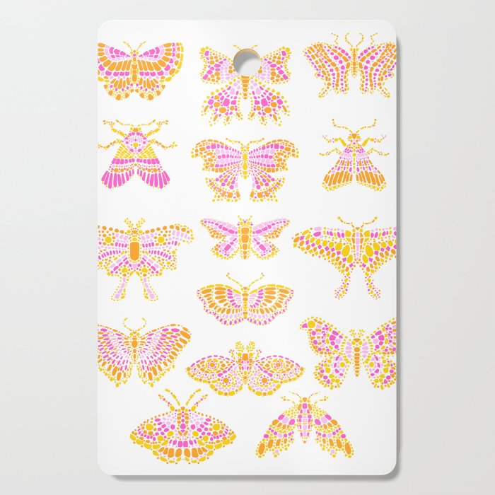 Butterflies Orange Pink Pastel Cutting Board