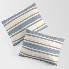 [ Thumbnail: Light Slate Gray and Beige Colored Pattern of Stripes Pillow Sham ]