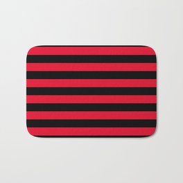Black and Apple Red Medium Stripes Bath Mat | Lines, Thinstripes, Graphicdesign, Simple, Redstripes, Stripes, Pattern, Pop, Bold, Apple 