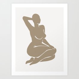 Creamy Coffee Belle / Pastel brown and beige woman silhouette art / Explicit Design  Art Print