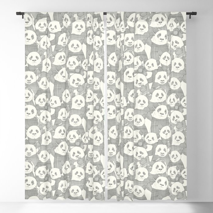 just panda bears pewter natural Blackout Curtain