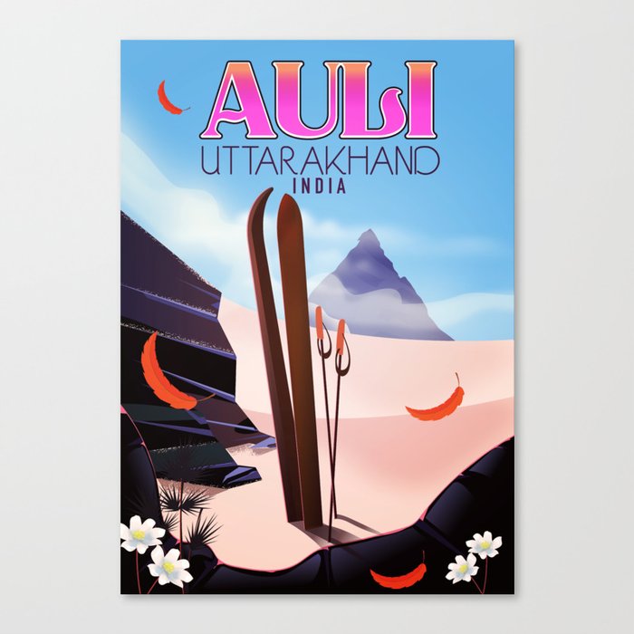 Auli, Uttarakhand, indian travel poster, Canvas Print