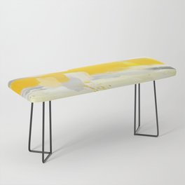 Grey and Yellow Abstract Art Painting Bench