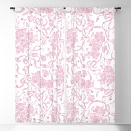 Vintage blush pink white bow floral polka dots Blackout Curtain