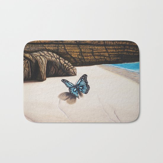 Le papillon de l'amour bleu azur Bath Mat