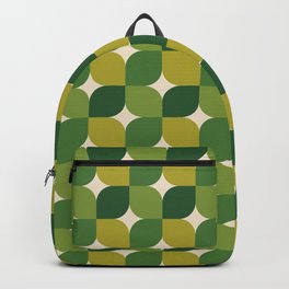 Mid century retro geometric green leaves pattern Backpack