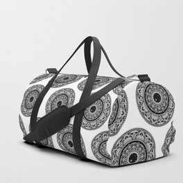 Black and white lotus mandala art Duffle Bag