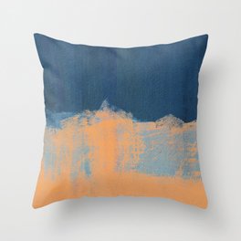 Summer Beach Abstract | Orange Blue Painting Throw Pillow