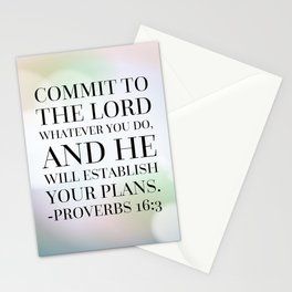 Proverbs 16:3 Bible Quote Stationery Card