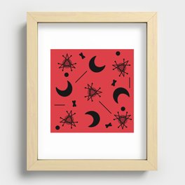 Moons & Stars Atomic Era Abstract Red Recessed Framed Print