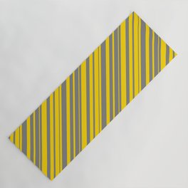 [ Thumbnail: Gray & Yellow Colored Lined Pattern Yoga Mat ]