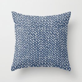 Hand Knit Navy Throw Pillow