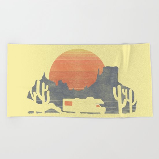 Trail of the dusty road Beach Towel