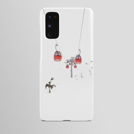 Minimalist skiing red ski lift Android Case