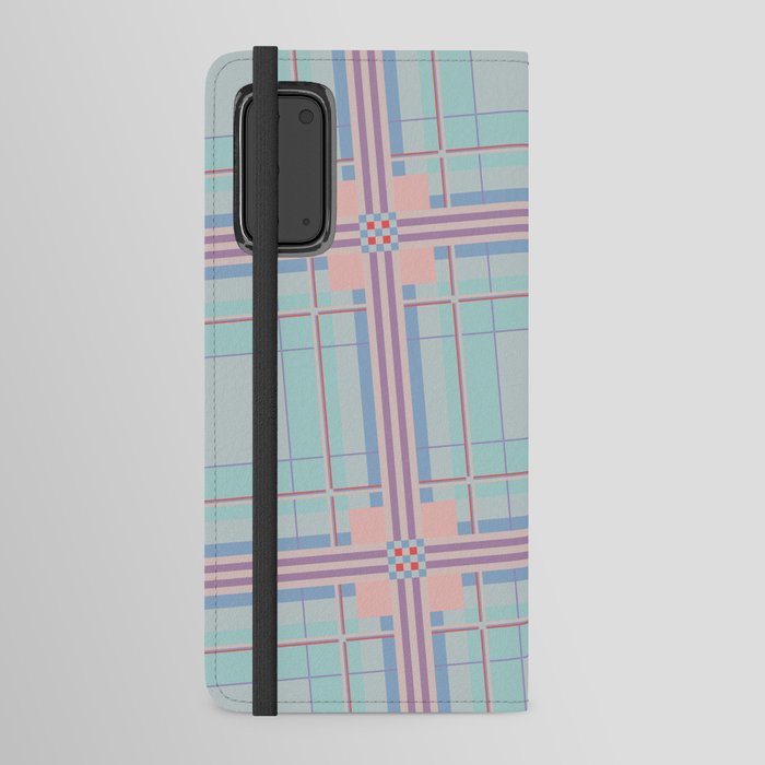 Large Colorful Light Pastel Tartan Plaid Android Wallet Case