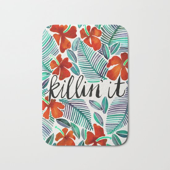 Killin' It – Tropical Red & Green Bath Mat