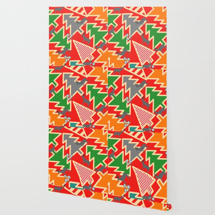 Retro Deer And Christmas Trees Wallpaper By Cocodes Society6