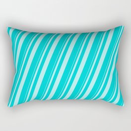 [ Thumbnail: Turquoise & Dark Turquoise Colored Stripes Pattern Rectangular Pillow ]