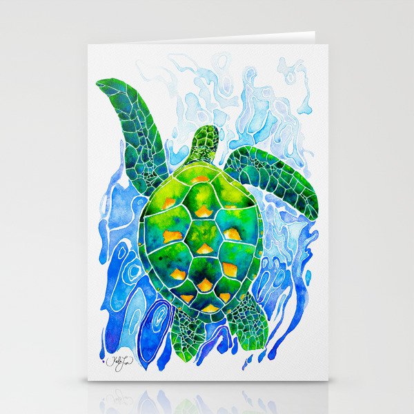 Swimming Sea Turtle - Honu Stationery Cards