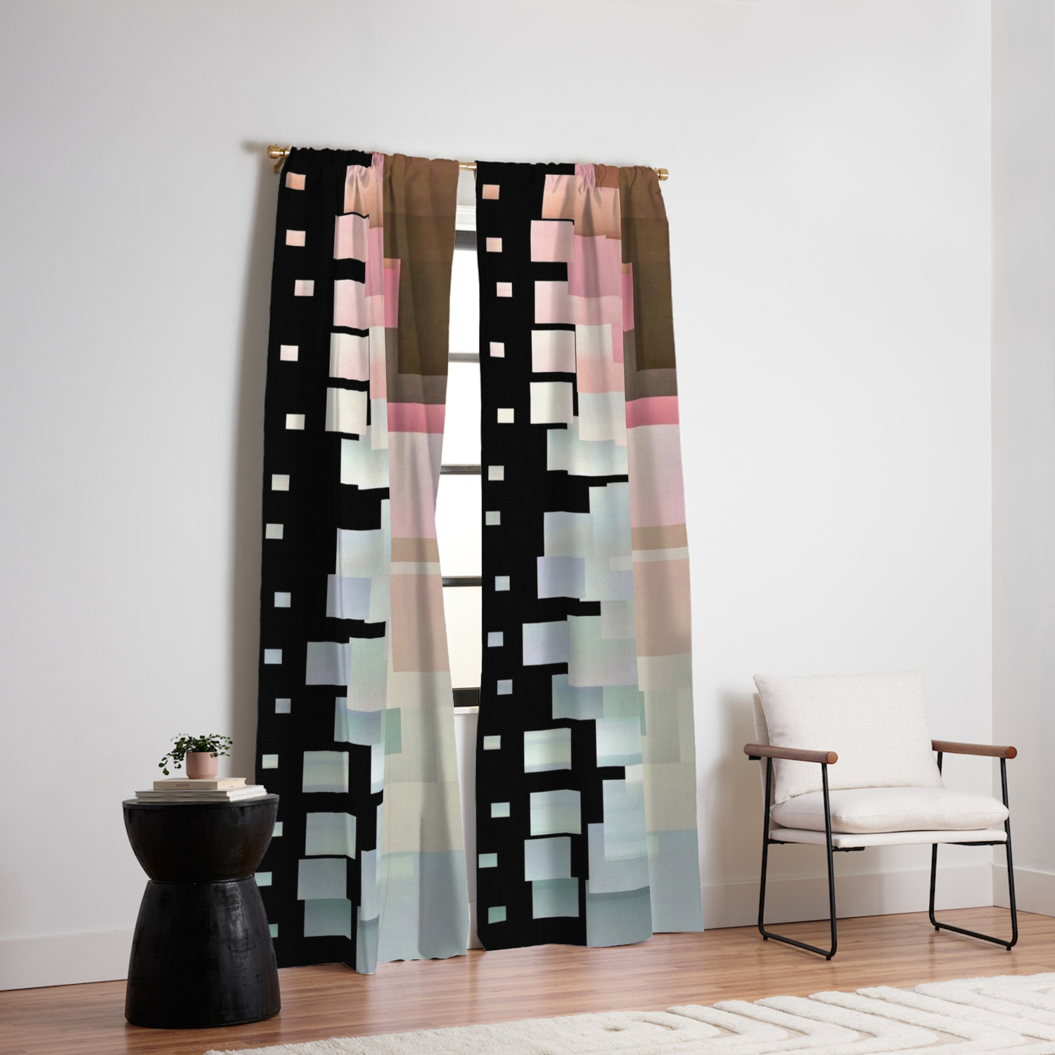 Pink Blue Black Grey Brown 3d Abstract Geometrical Art Blackout