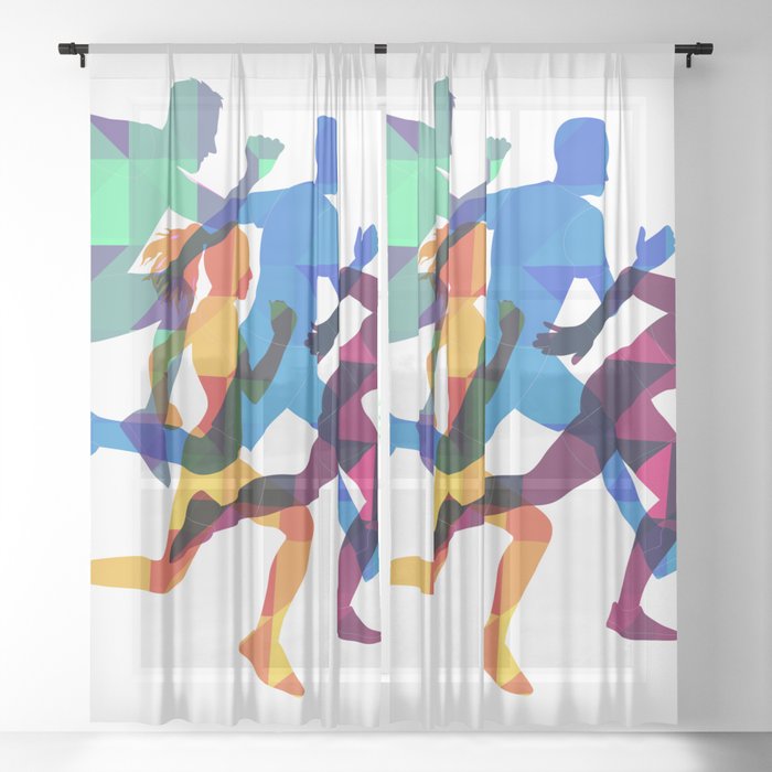 Colored silhouettes runners Sheer Curtain