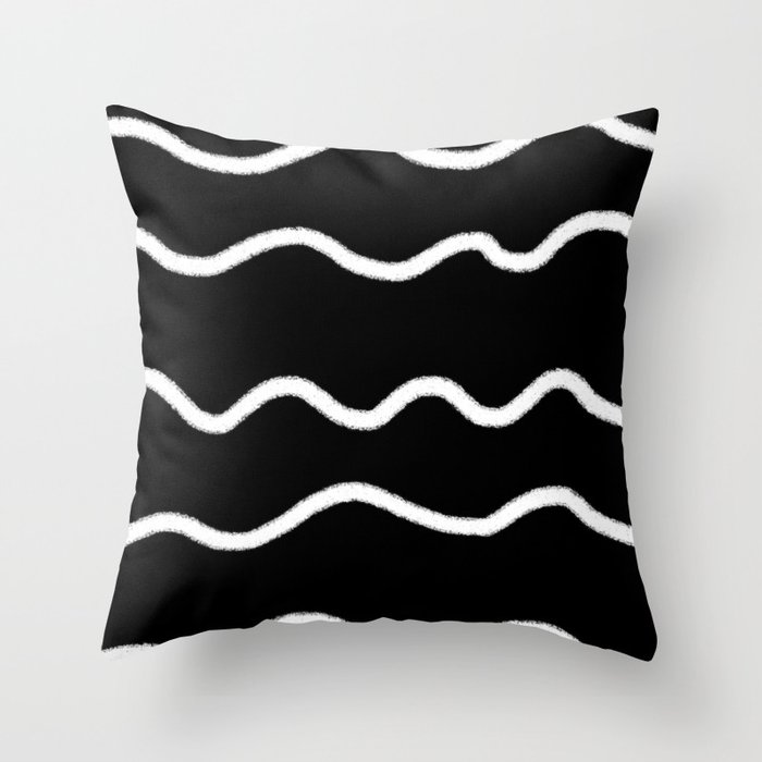 Black and white curves Throw Pillow