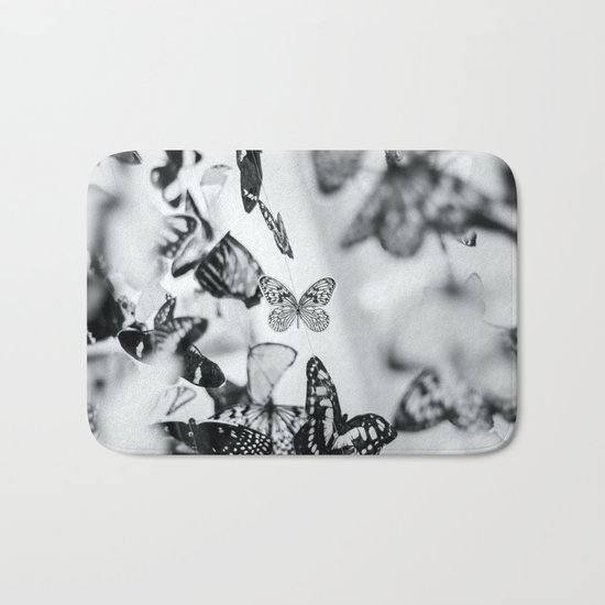 B&W Butterfly Bath Mat