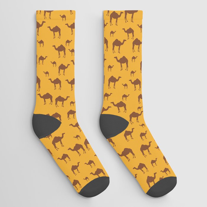 Camel Pattern on Orange Socks