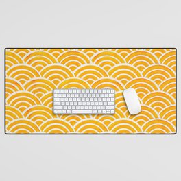 Japanese Seigaiha Wave – Marigold Palette Desk Mat