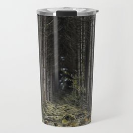 Tree alley Ardennes | Belgium forest nature photography | Evergreen conifer woodland Travel Mug
