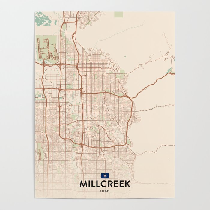 Millcreek, Utah, United States Vintage City Map Poster by IMR Designs Society6