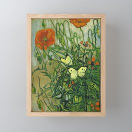 Vincent Van Gogh - Butterflies and Poppies Framed Mini Art Print