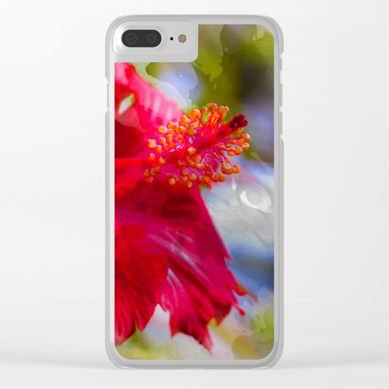 Red Hibiscus Clear iPhone Case