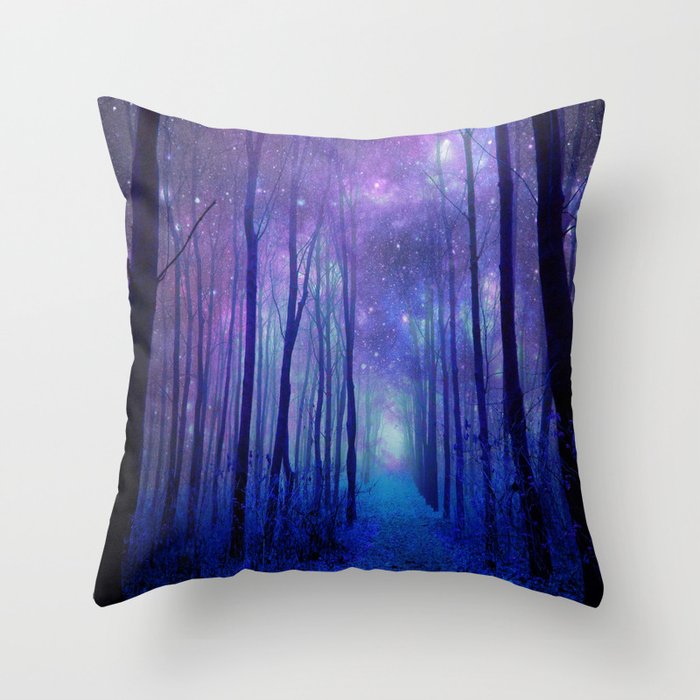 Fantasy Path Purple Blue Throw Pillow