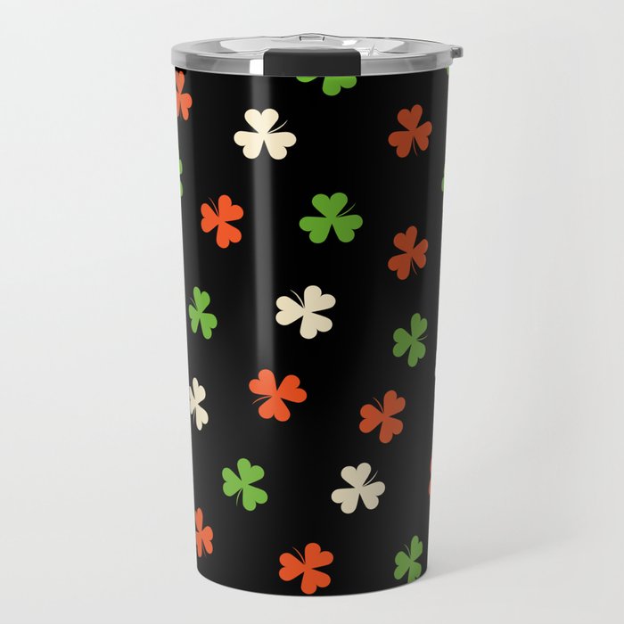 St. Patrick's Day Clover on Black Travel Mug