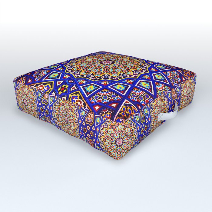Geometric Traditional Andalusian Moroccan Zellige Tiles Style Outdoor Floor Cushion