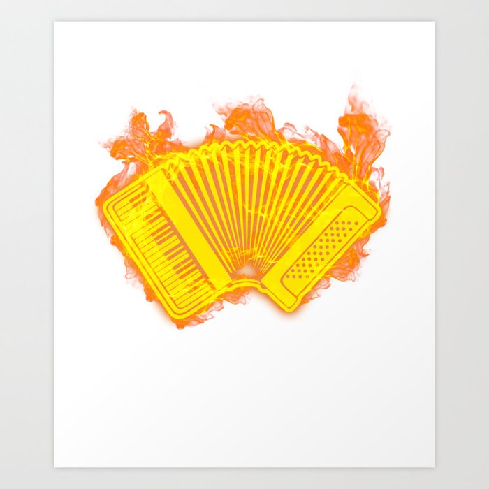 Fire Accordion Flames Keyboard Instrument Art Print by NiceTeee Society6