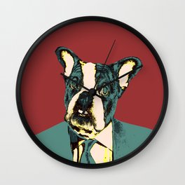 Johnnie Frenchie Wall Clock | Digital, Contemporarypop, Frenchpulldog, Popart, Graphicdesign, Humandog 