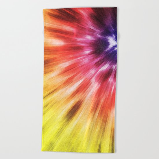 Colorful Starburst Tie Dye Beach Towel
