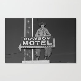 Route 66 - Cowboy Motel 2007 BW Canvas Print