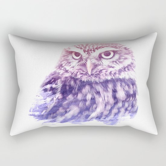 OWL SUPERIMPOSED WATERCOLOR Rectangular Pillow