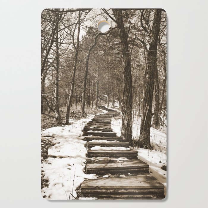 Forest Stairs | Sepia Photography Cutting Board