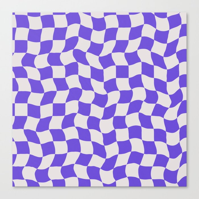 Blue purple wavy warp checker Canvas Print