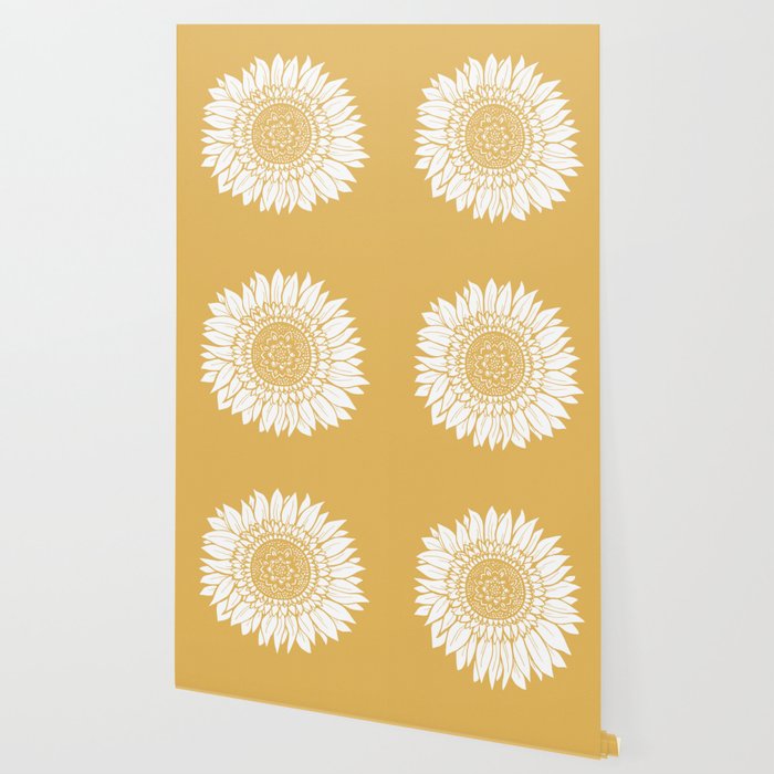Yellow Sunflower Drawing Wallpaper By Aterkaderk Society6