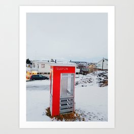 Tromso Phone Booth in the Winter Art Print