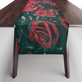 Garden of Deep Red Roses Table Runner