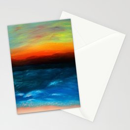 The Sunset Behind Distant Mountains 2 Seascape Stationery Card